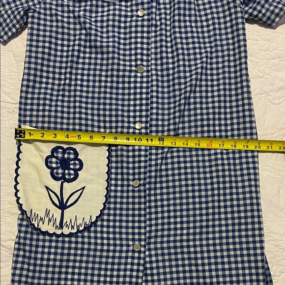 beautiful Blue Gingham Dress with Floral Pocket - Picture 12 of 12